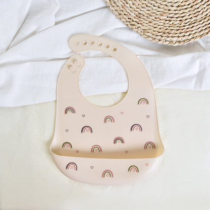 Baby feeding bib anti-silicone supplementary food bib, super soft baby portable children's bib, anti-dirt wonder