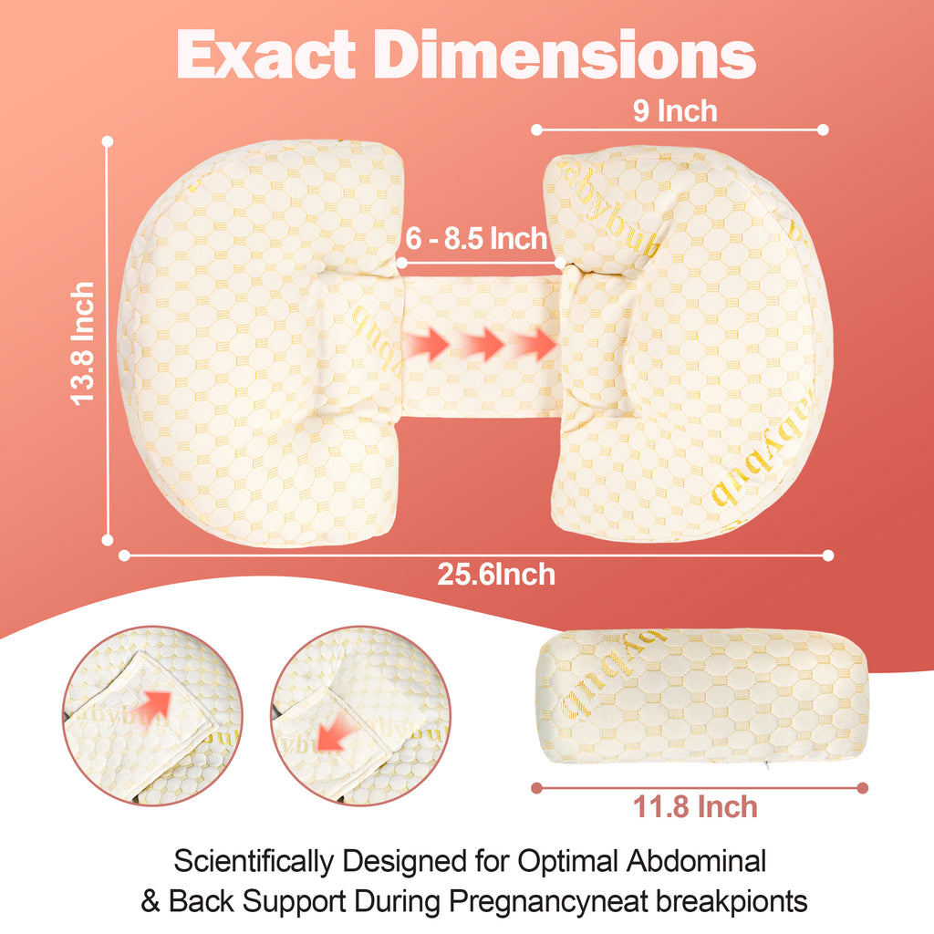 Pregnancy Pillow with Adjustable Fill – Designed by Moms for Comfort