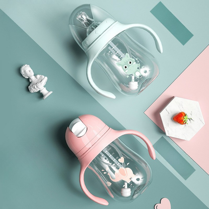 convertible baby bottle to straw cup  The soft nozzle and silicone straw are gentle on the gums.