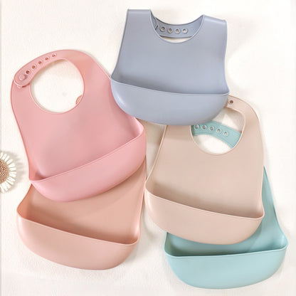 Baby feeding bib anti-silicone supplementary food bib, super soft baby portable children's bib, anti-dirt wonder