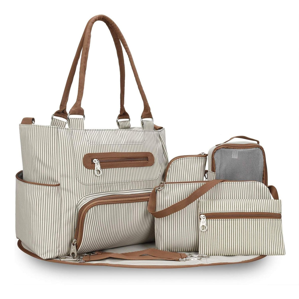 8 Piece Diaper Bag Set with Insulated Bottle Pockets for better organization and storage by Mama's Dream