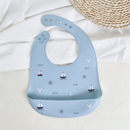 Baby feeding bib anti-silicone supplementary food bib, super soft baby portable children's bib, anti-dirt wonder