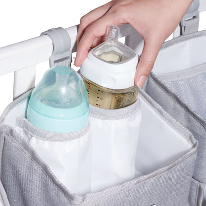  3-in-1 Crib Organizerallowing you to have everything your baby needs always at hand