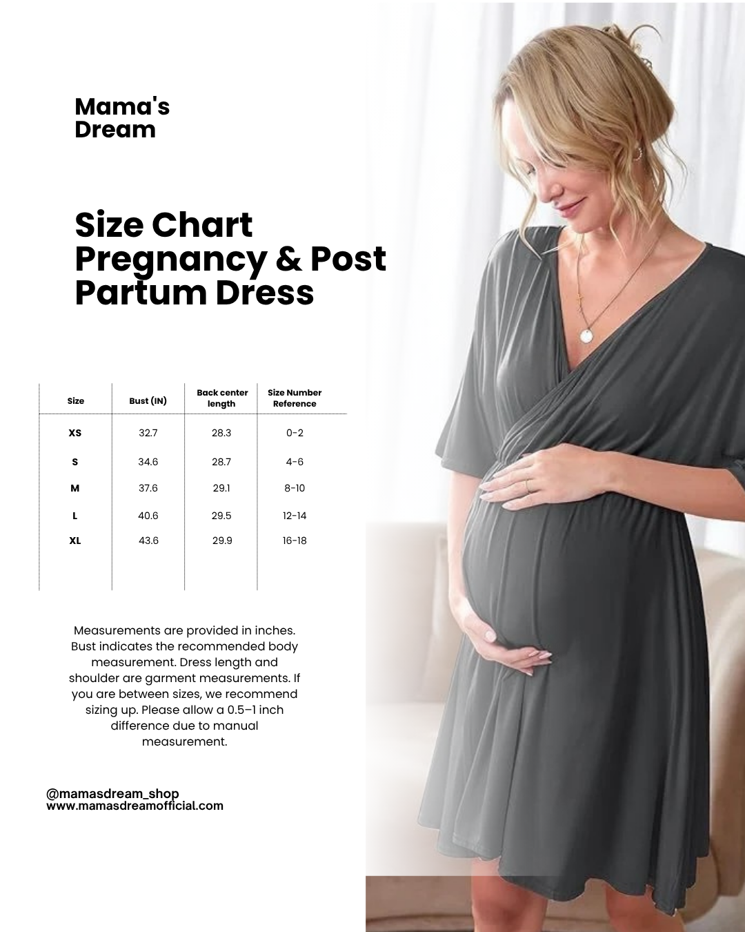 V-Neck Maternity & Nursing Wrap Dress with Kimono Sleeves