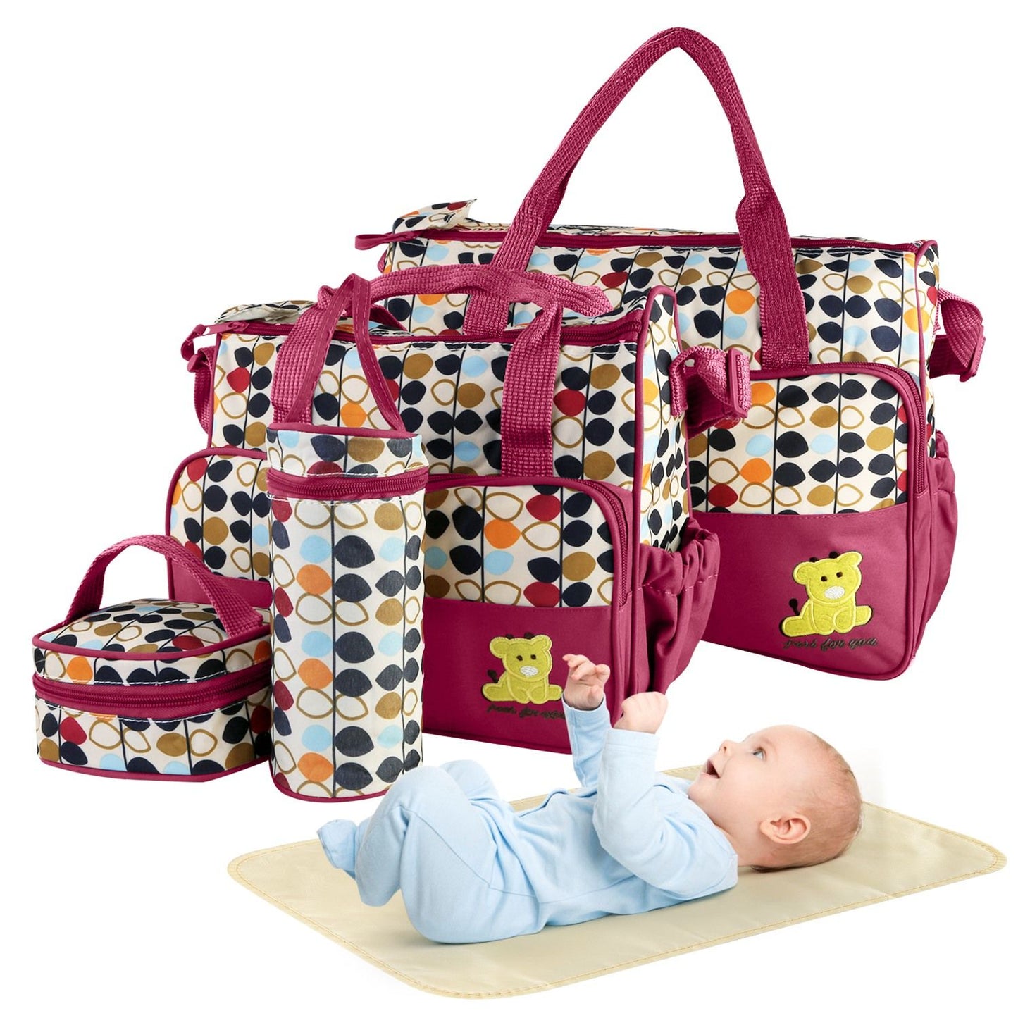 5 Piece Diaper Bag Effortless Organization Anywhere