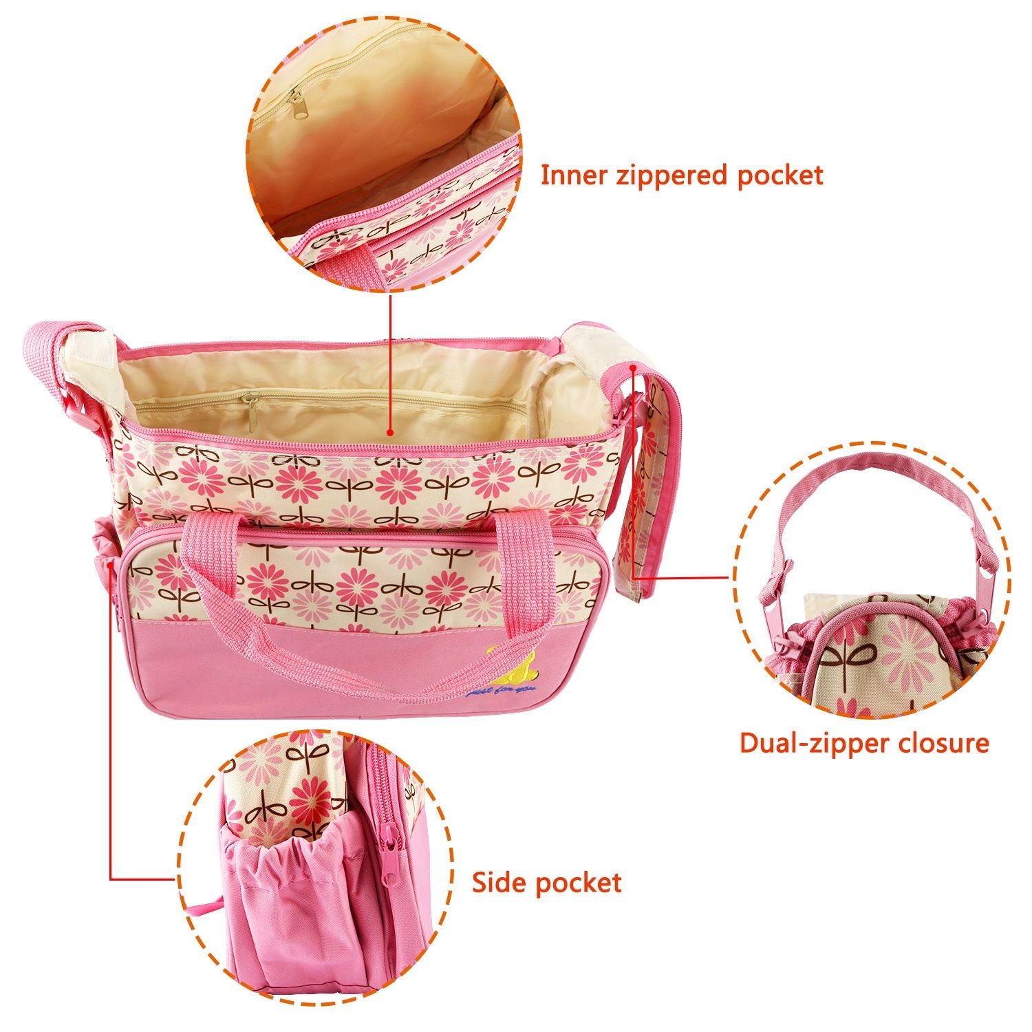 5 Piece Diaper BagSpacious & Easy to Carry