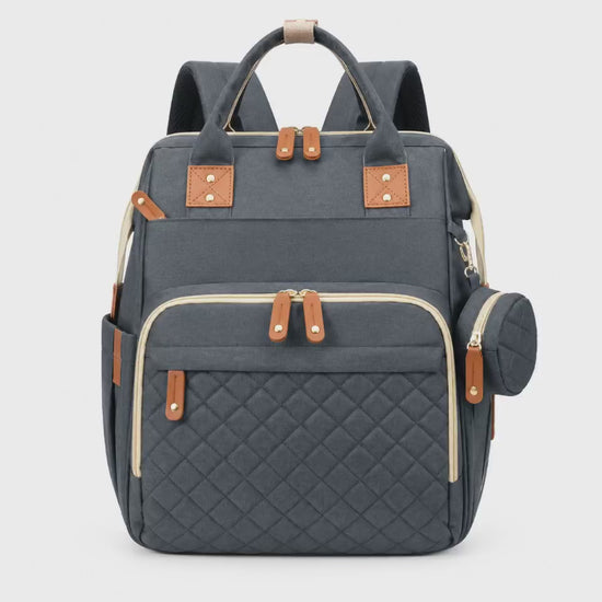 Cloth diaper bag backpack with multiple compartments, side pockets and multiple color options by Mama's Dream